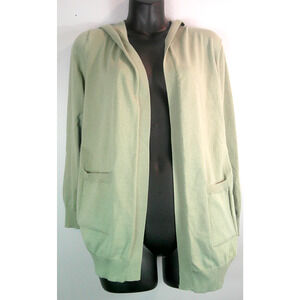 Peyton Primrose Women's Small Muted Green Hooded Cardigan Pockets Long Sleeve